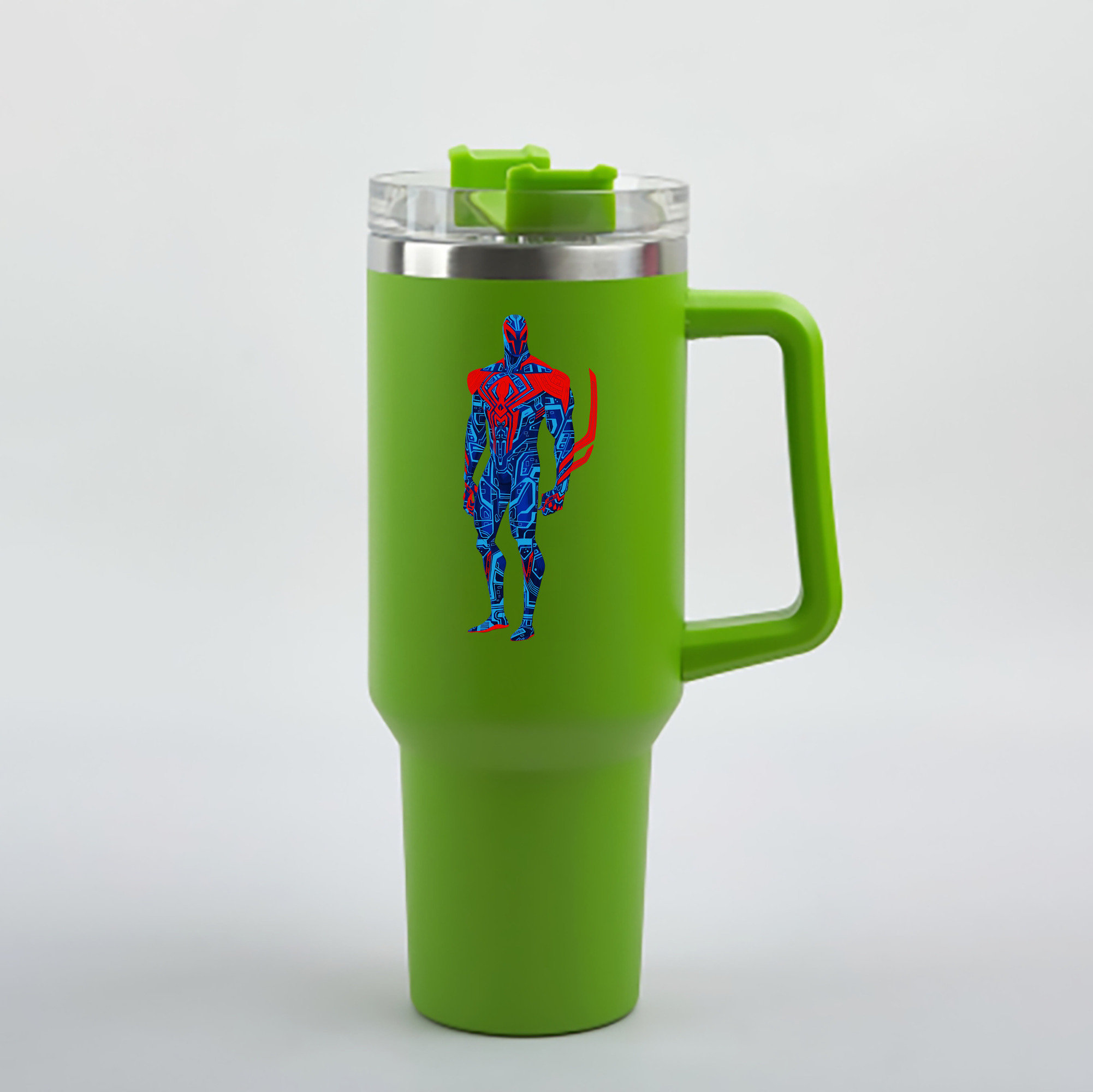 （画像用） Spider Man スパイダーマン 1200mL車用タンブラー - クリスタルステッカー（プラスチックストロー付き）